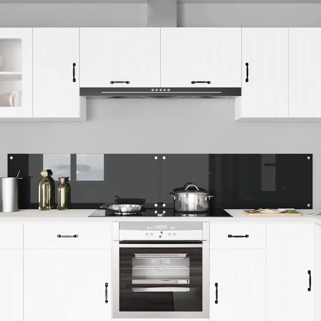 Kitchen Splashback 2 pcs Black 110 x 40 cm Tempered Glass