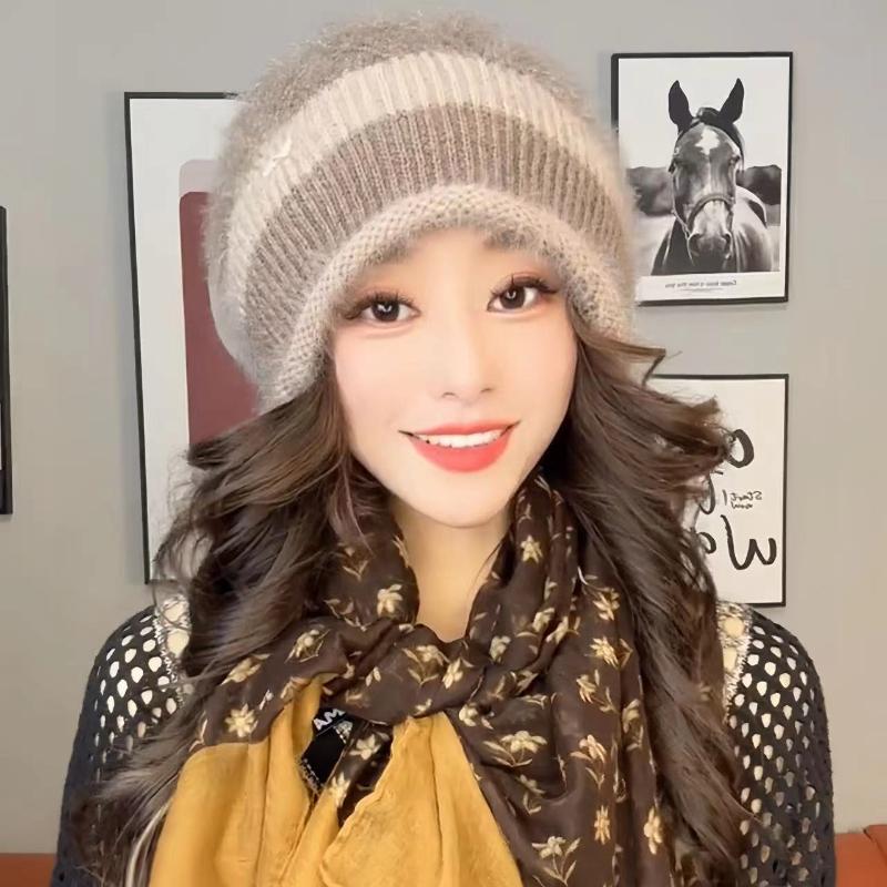 Двухслойная вязаная модная зимняя шапка для женщин, вязаная термошапка, осенне-зимняя женская шапка