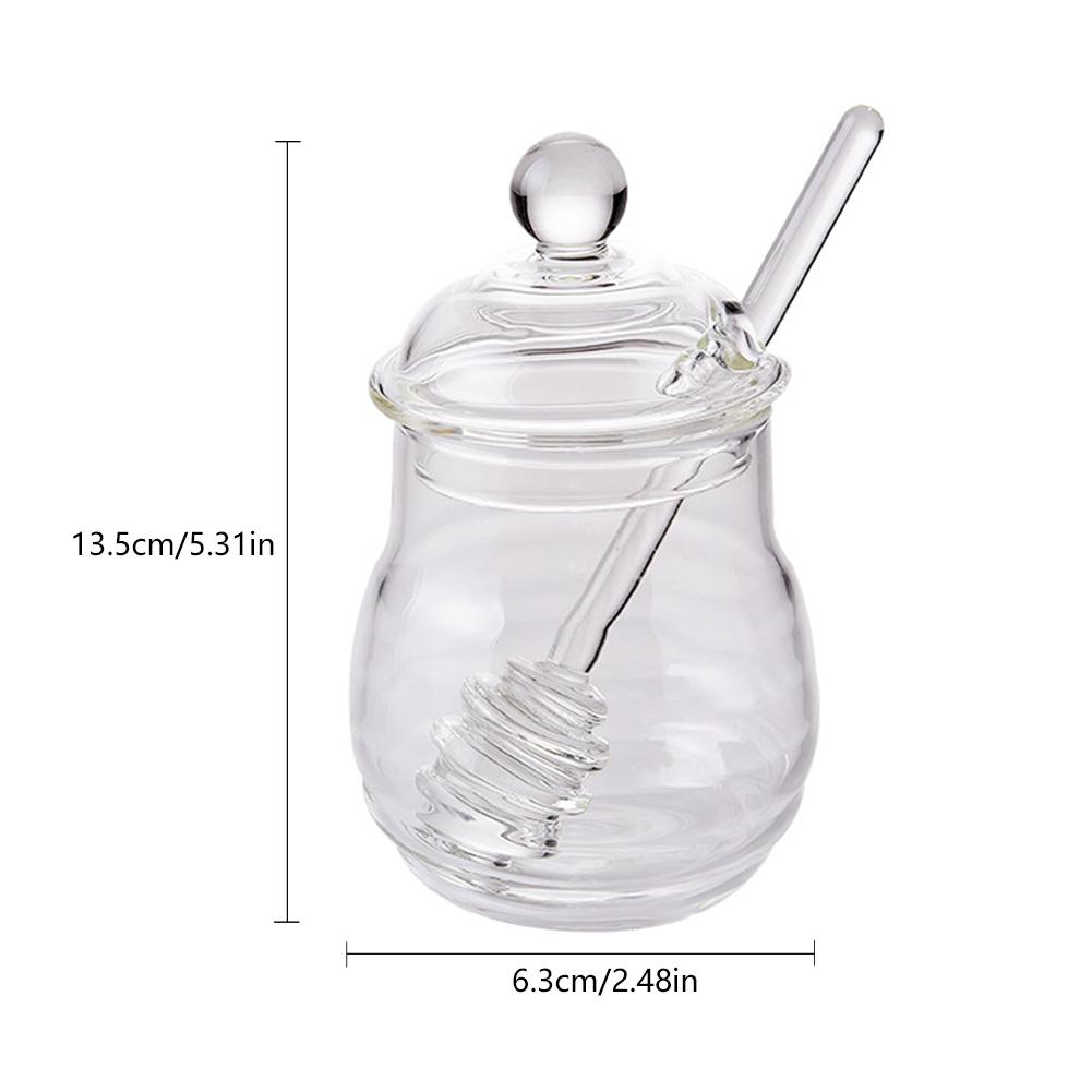 Honey Jar with Dipper and Lid Heat-Resistant Glass Storage Container Material for Home Kitchen Use Pot