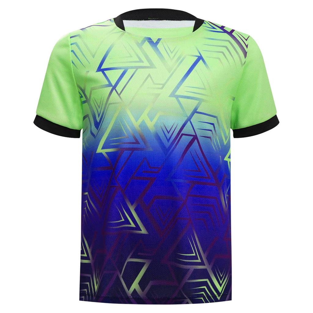 Boys Geometric Print Sports T Shirt Round Neck Short Sleeve Football Basketball Costume Top