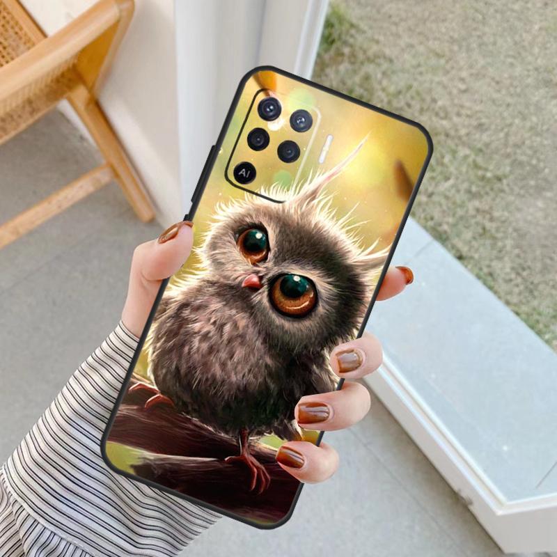 Cute Cartoon Owl Case For Oppo A60 A80 A40 A17 A57 A77 A74 A54 A94 A78 A98 A18 A38 A58 A96 A76 A16 A15 A5 Pro