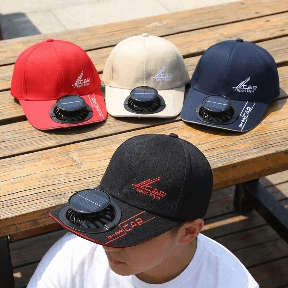 Letter Solar Charging With Fan Hat Breathable Sunshade Duckbill Cap for 3.7V600mAh Spring