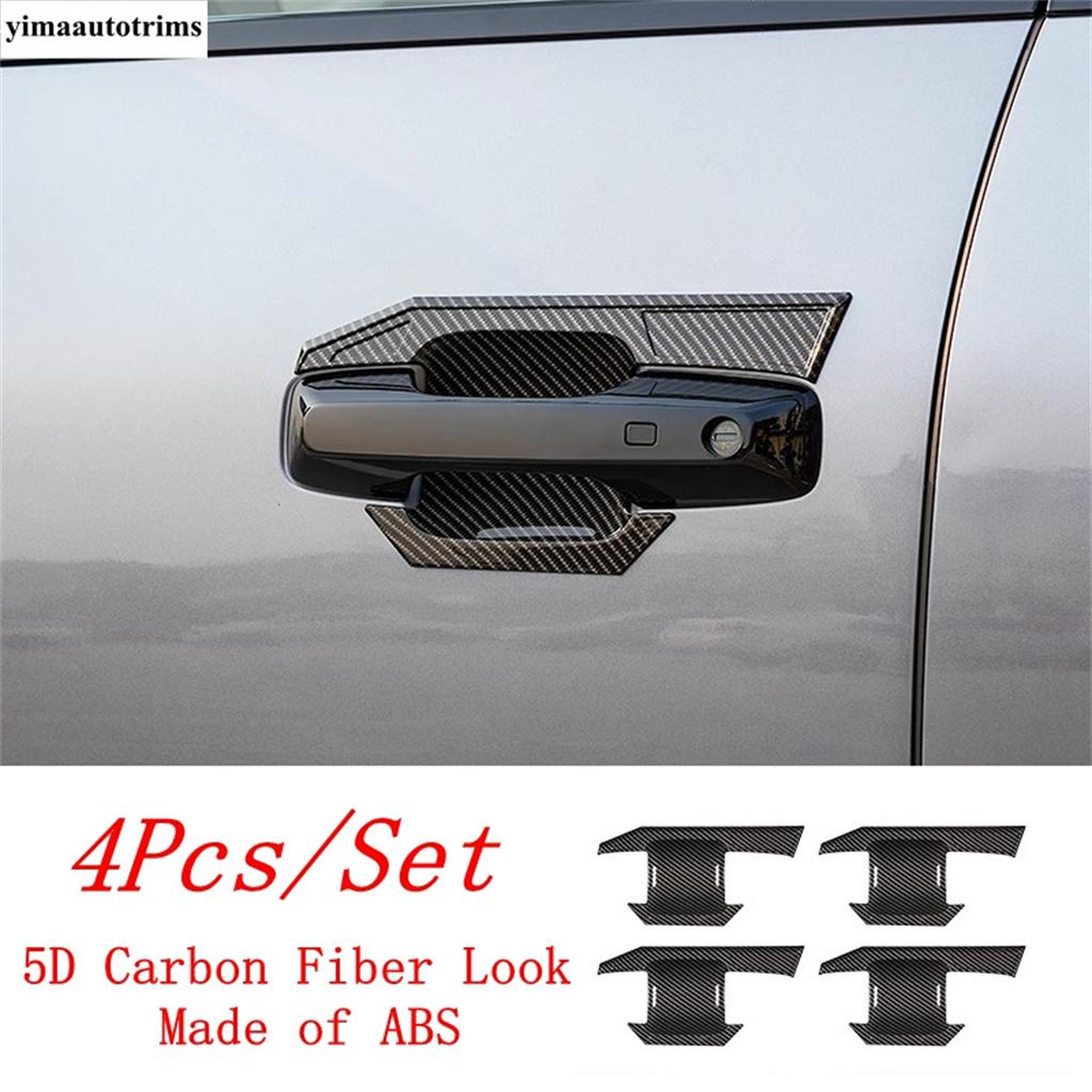 Outer Side Rear Door Handle Bowl Decoration Cover Trim For BYD Leopard 5 2024 2025 5D Carbon Fiber Look Accessories Exterior Kit