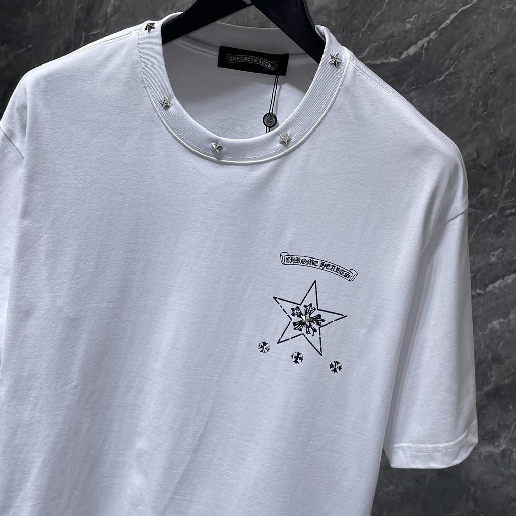 8956 CHROME HEARTS 2025 Summer New High Quality Cotton Round Neck Loose Large Size Men's and Women's T-shirt Couple T-shirt