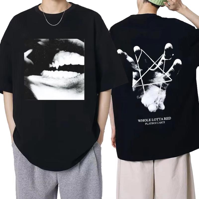 Playboi Carti Music Album Whole Lotta Red Print Tshirt Unisexs Clothes Vintage Rapper Hip Hop T Shirt Summer Casual Gothic Tops