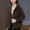 Женская повседневная куртка с капюшоном - Весна/Осень 2024, Короткая, Свободного кроя, Молодящая для мам среднего возраста