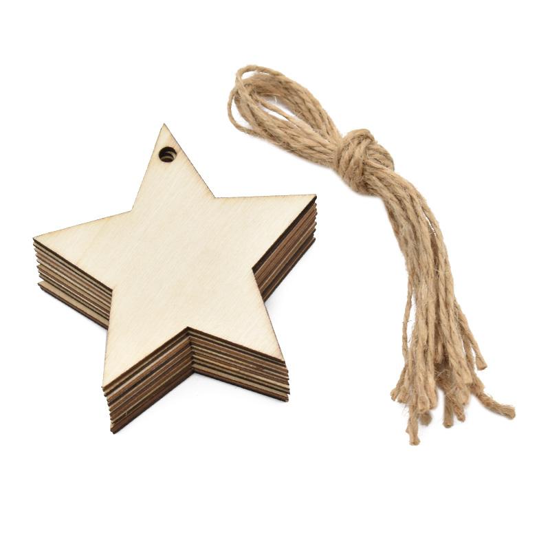 10Pcs Christmas Wooden Round Baubles Tags Christmas Tree Hanging Balls Decoration Kids DIY Craft Ornaments Navidad New Year 2024