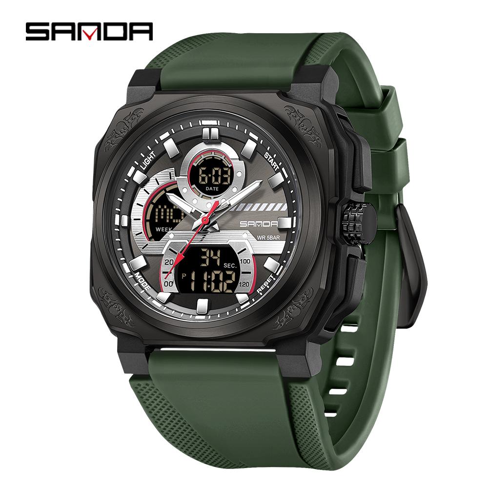 Sanda G Style Military Men Led Digital Sports Watches Threeplace Time Waterproof Countdown Led Electronic Quartz Wristwatch Male