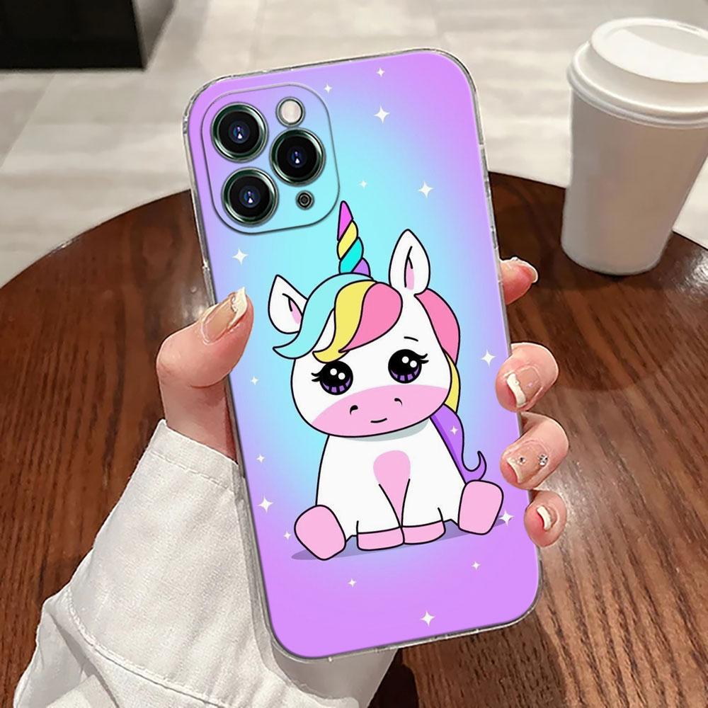 Cute Rainbow Unicorn Transparent Case For Apple iPhone 17 16 15 14 13 12 11 Pro Max 16 Plus 16E 17Air 17Pro Phone Cover Silicone