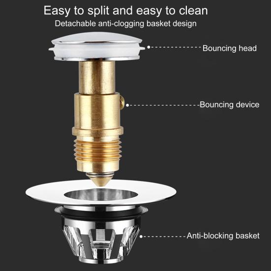 Выдвижной сливной фильтр, хорошая герметичность, водонепроницаемая бытовая раковина нажимного типа, сменная сливная пробка для раковины с отскоком для ванной комнаты