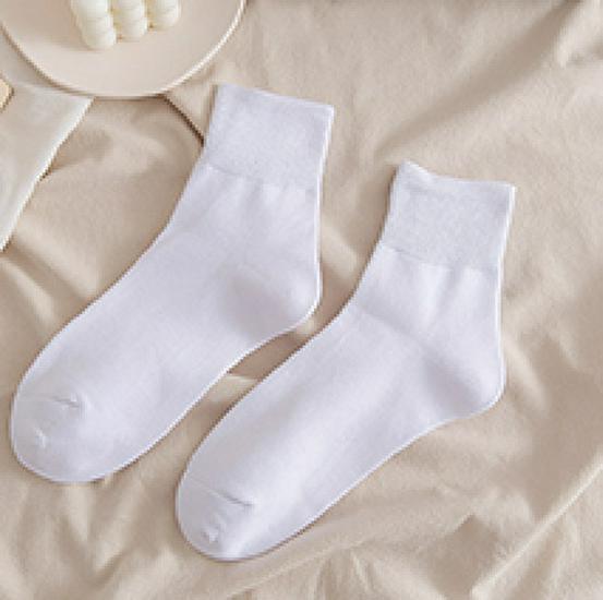 Кремово-белые вертикальные полосатые носки средней длины для женщин - весна/осень в японском стиле, универсальные однотонные носки JK