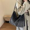 Light Luxury Sewing Thread Zipper Pu Ladies Tote Bags  Shiny Shoulder Bags