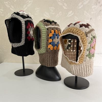 Шапка-балаклава ручной работы, вязаная крючком, женская зимняя теплая вязаная шерстяная шапка, закрывающая шею, головной убор