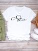 (Asian Size) Women Love Letter Trend Cute Sweet Short Sleeve Fashion Print Lady Tee Top Clothing Casual Tshirt Female Graphic T-shirts