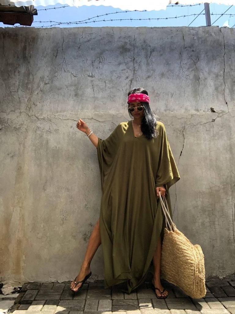 European & American Cotton Solid Color Blouse and Long Skirt Cover-Up for Beach or Swimwear.