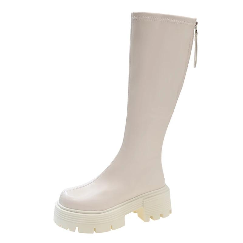 Модные женские резиновые сапоги с круглым носком, зимняя обувь, сексуальные высокие каблуки, высокие сексуальные сапоги-женщины на молнии, дождь 2024 года, шпильки, Лолит