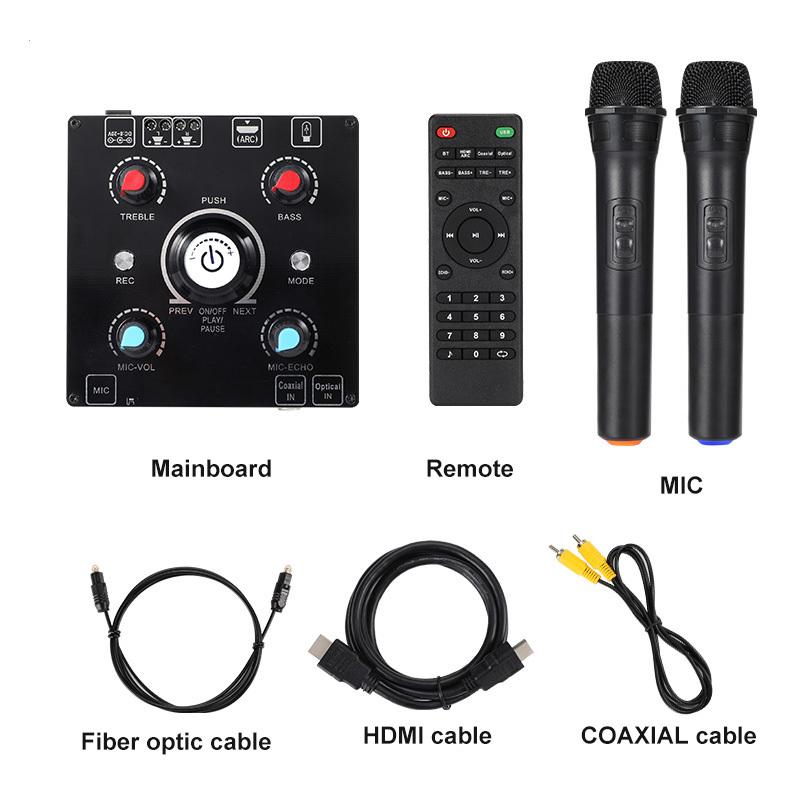 Dual Microphone Karaoke Machine Bluetooth 5.0 Sound Power Amplifier Integrated Amp & U-Disk Player Home Audio Subwoofer System