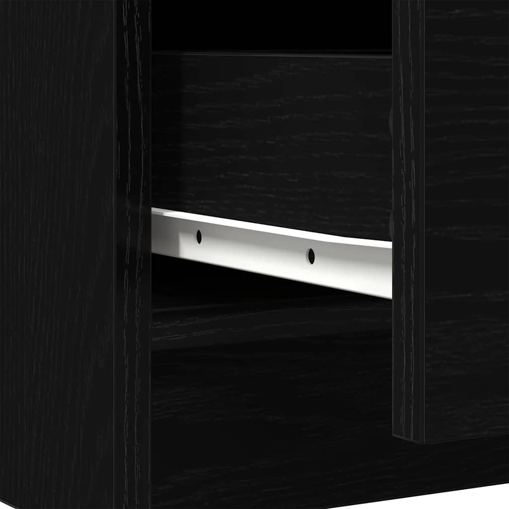 Sideboard with Drawers Black Oak Effect 71 x 35 x 84 cm