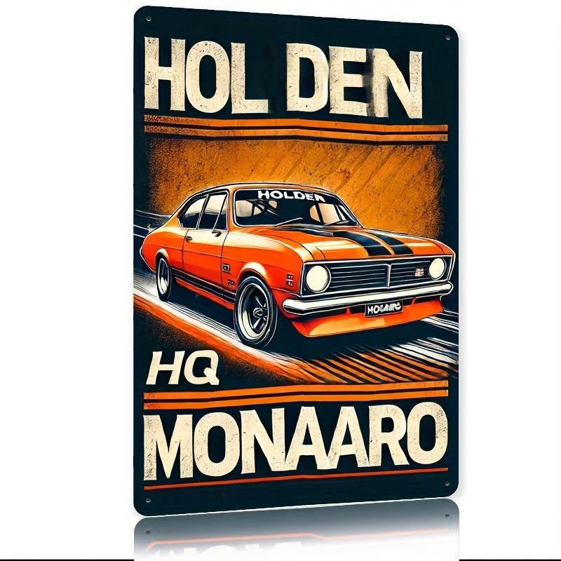 Винтажная жестяная табличка HQ Monaro Рустикальное металлическое настенное искусство из железа с классическим дизайном оранжевого автомобиля Идеально подходит для домашнего бара, кафе, гаража