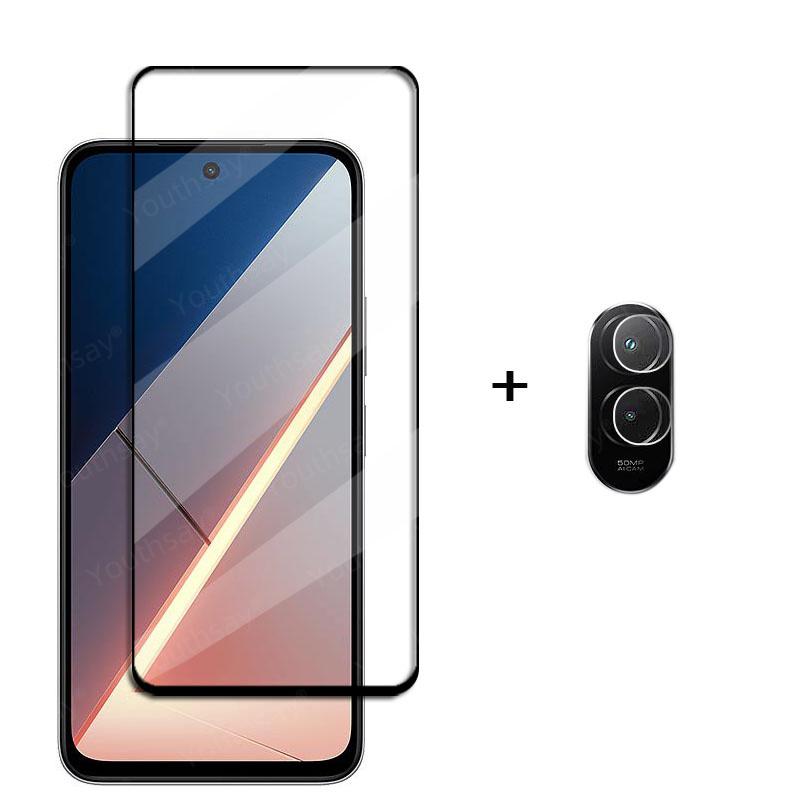 6-в-1 Стекло для Poco M7 Полное покрытие Закаленное стекло Xiaomi Poco M7 Защитная пленка для экрана Poco M7 Защитная пленка для линзы телефона Poco M7 4G