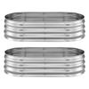 2 Pack Galvanized Raised Garden Beds, 1200 x 600 x 300 mm, Oval Metal Planter Boxes Kit Outdoor, Bottomless Elevated Garden Box with Gloves, Alu-Zinc,