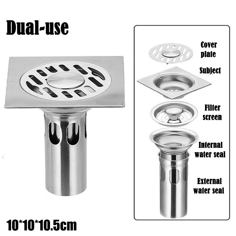Stainless Steel Square Shower Floor Drain Detachable Odor Proof Bathroom Parts Accessories