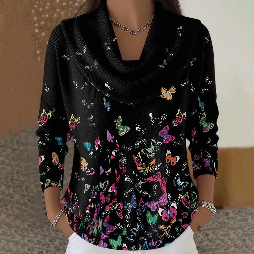 Женский повседневный и модный свитер с круглым вырезом, длинными рукавами и принтом