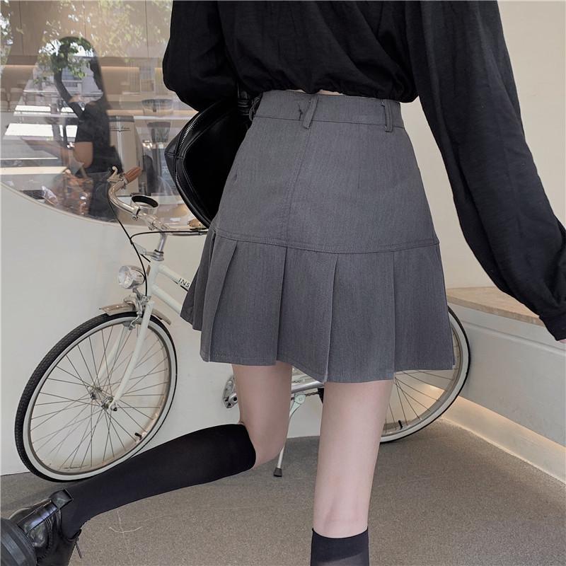 Fashion Pleated Skirt Women Y2k Harajuku White Pencil Skirt Uniforms Safety Pants Summer Solid Color Casual Mini Kawaii Skirt