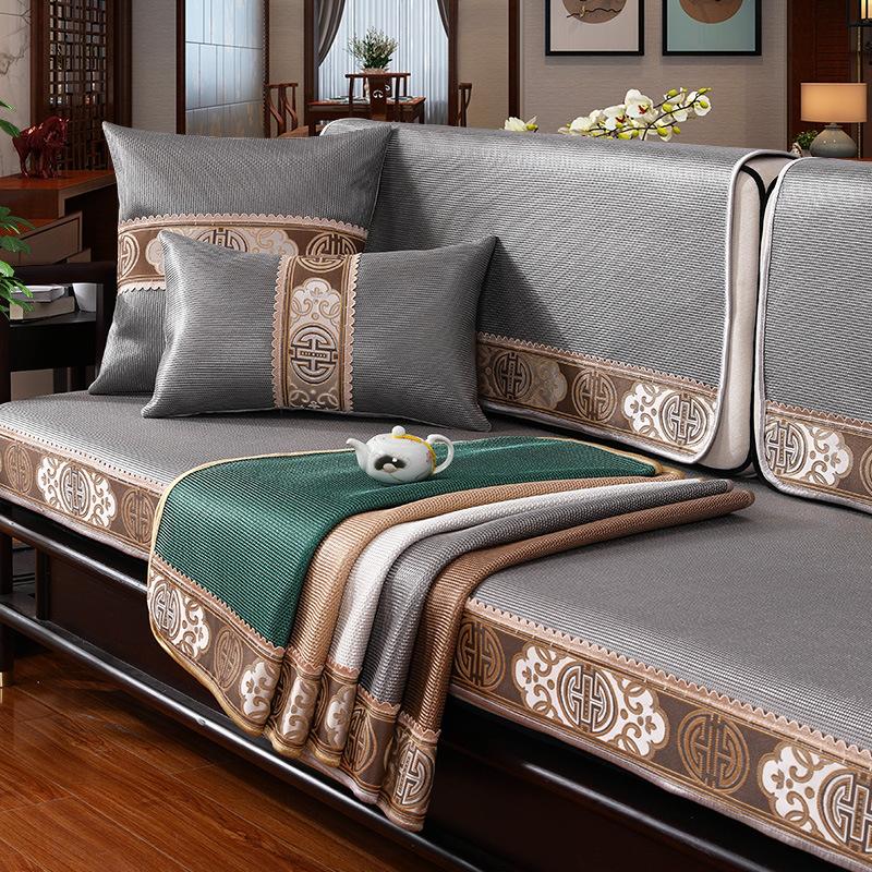 Летний нескользящий высококачественный комбинированный чехол для дивана из цельного дерева, чехол для сиденья из ледяного шелка, полотенце на спинку