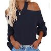 Women's Solid Color Sexy Off Shoulder Loose Knit Sweater Top