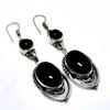 Black Onyx Gemstone 925 Silver Plated Handmade Jewelry Earring 2.65"