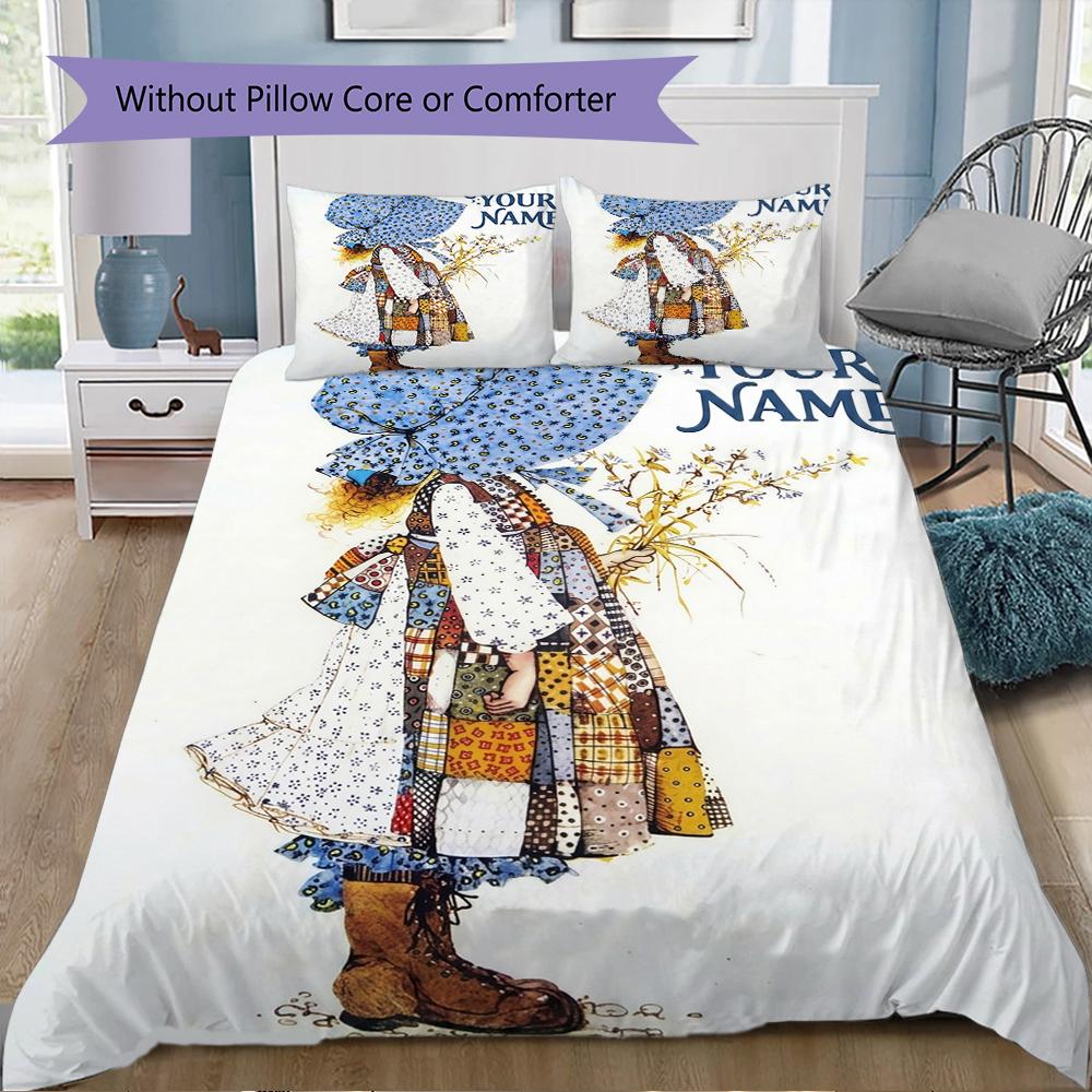 Custom Name Holly Hobbie Bedding,Quilt Set Quilt Cover Pillowcase Home Birthday Gift(1 * duvet cover + 2 * pillowcase, without core)_xia