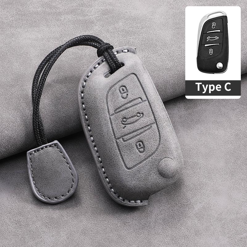 For Citroen C2 C3 C4 C5 C6 C8 DS4 for Peugeot 107 207 306 307 407 308 607 New Sheepskin Car Flip Key Case Cover Shell Fob