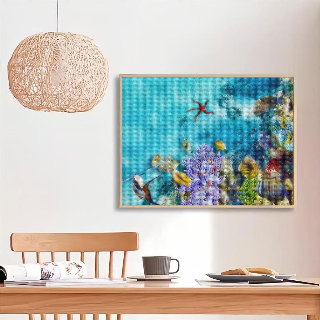 5D алмазная живопись рыба животное полная круглая вышивка Приморская картина из горного хрусталя мозаика домашний декор 30x40 см/12x16 дюймов