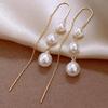 Elegant Faux Pearl Decor Earrings Light Luxury Faux Pearl Threader Earrings For Daily Party Banquet Wear
