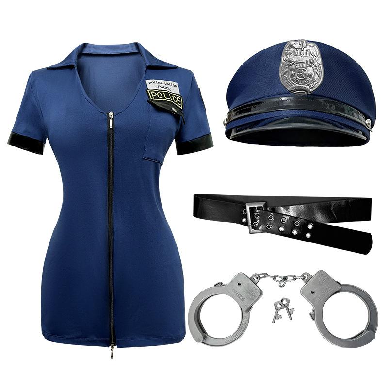 Halloween Policewoman Uniform Seduction Zip Police Costume Orgy Party Costume Game Uniform Female