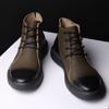 Мода ретро мужские кожаные ботинки осень зима теплые меховые короткие ботинки британский стиль высокие рабочие ботинки мужские ботильоны Zapatos Hombre