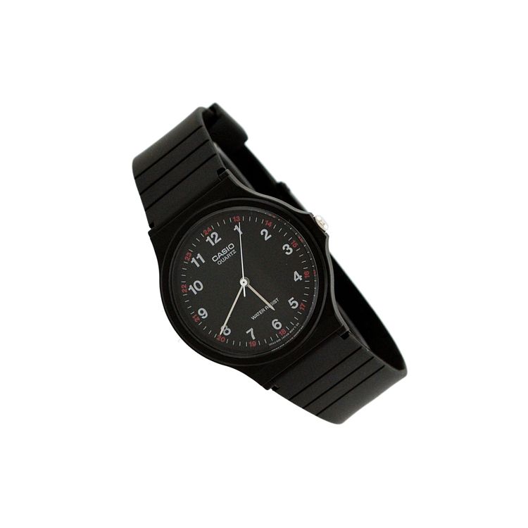 Casio Серия для молодежи Круглый циферблат Три стрелки Ретро Часы Классические Основные Кварцевый механизм Ремешок из смолы Мужские часы Черный MQ-24-1B