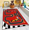 Детский ковер-мат для гоночной трассы - 3D дизайн с изгибом, с гоночной машиной и клетчатым флагом, украшение для дома, напольный коврик для спальни