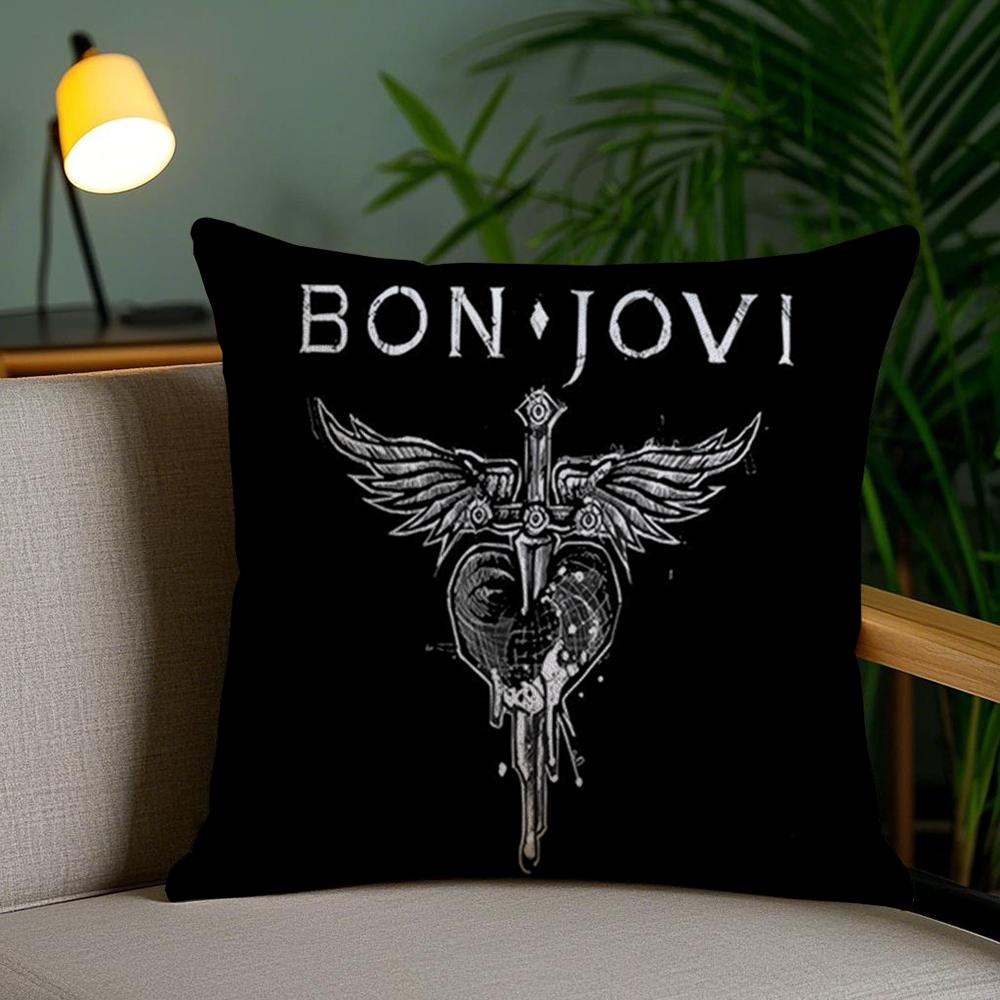 Чехол на подушку с принтом группы B-Bon J-Jovi, мягкий короткий плюш, двусторонний, для декора дома, можно стирать в машине, наволочка, подарок