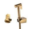 Hand Held Bidet Sprayer Douche Toilet Kit Bidet Faucet Brushed Gold Round Shattaf Shower Head Copper Valve Set Jet Bidet Faucet