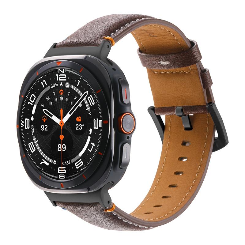 Кожаный ремешок без зазоров для Samsung Galaxy Watch 7 ULTRA 47 мм мужской ремешок для galaxy watch ultra7 47 мм для браслета изогнутый