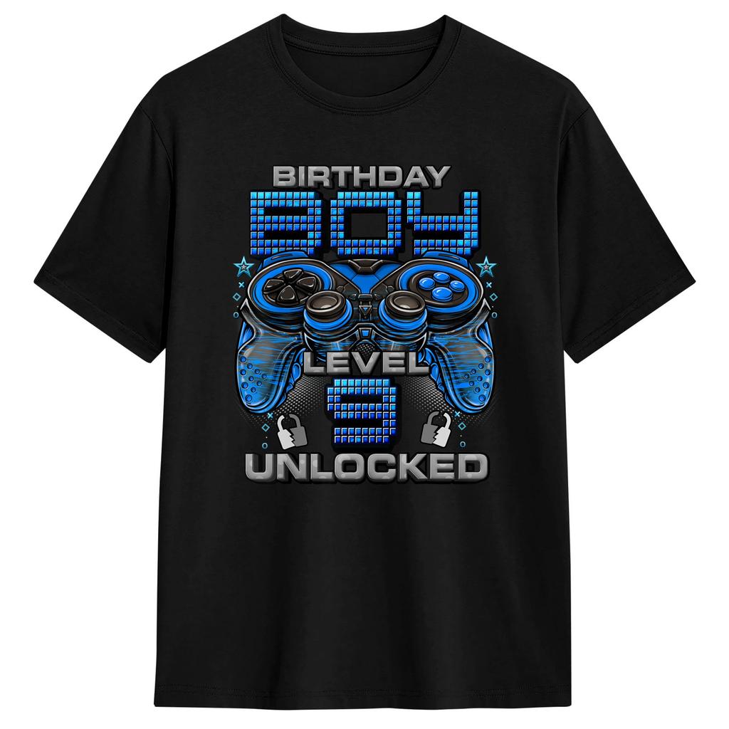 Level 8 Unlocked Video Game 8th Birthday Gamer Tshirt Unisex Streetwear Tshirts Summer Oneck Fashion Tees Plus Size Clothes