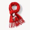 Winter Christmas Red Versatile Elk Print Imitation Cashmere Thickened Warm Fringed Scarf Autumn and Winter Men and Women