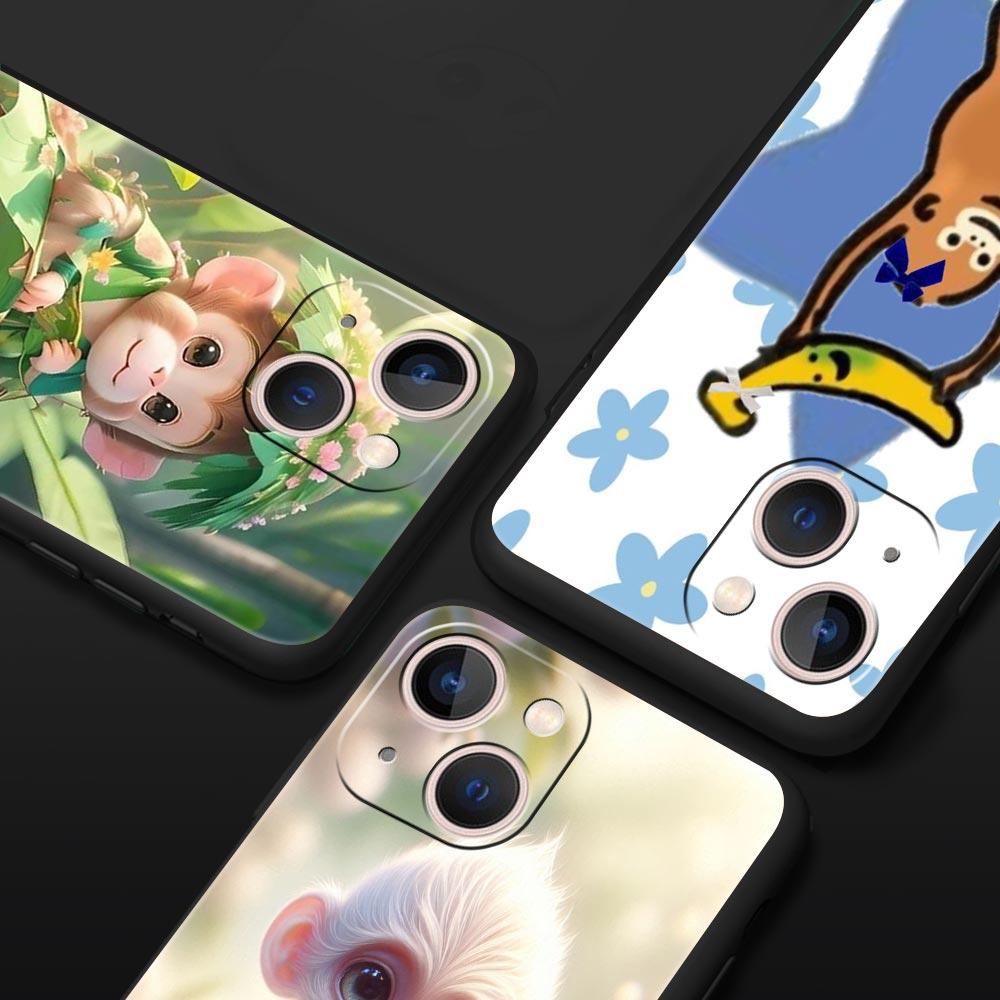 Чехол для телефона Обезьяна и Банан для iPhone 17 16 15 14 13 12 11 Pro Max 17 Air Plus Ударопрочный Мягкий ТПУ Корпус Fundas Capa Сумка