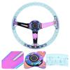 14-дюймовый Руль автомобиля Логотип Кнопка сигнала Аксессуары Модификация Подходит для квадроцикла Карта UTVФиолетовый