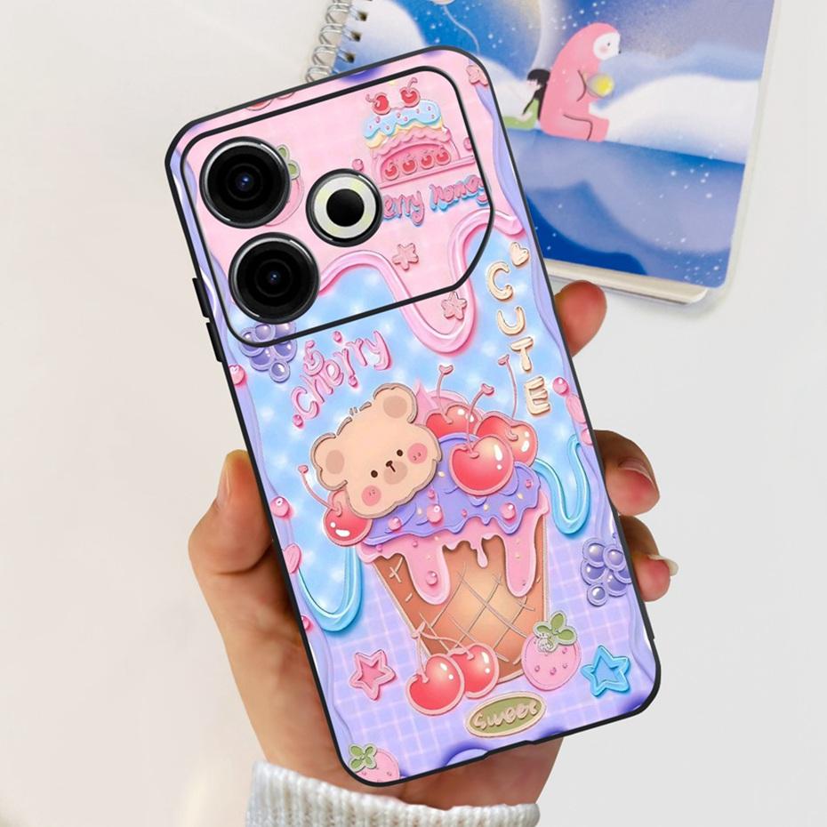 Модный Чехол 2024 года Для Tecno Pova 6 Neo Черный Силиконовый Мягкий ТПУ Задняя Крышка Для Tecno Pova 6Neo 4G Чехлы Для Телефона
