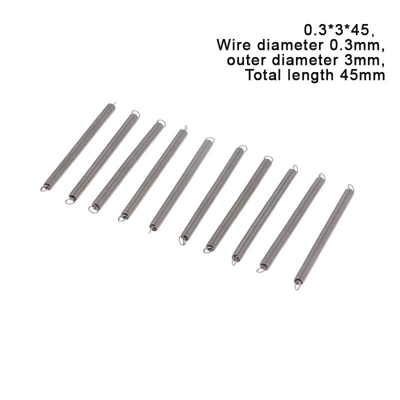 10 шт./лот, пружина растяжения 0,3 мм, удлинительная пружина из нержавеющей стали 304, наружный диаметр 3 мм-4 мм