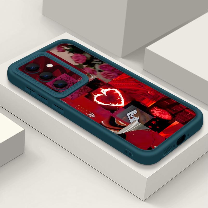 Мягкий чехол для телефона с рисунком в виде красного сердца для Samsung Galaxy A57 A37 A17 A56 A55 A36 A16 A15 A26 A35 A54 A14 Ударопрочный силиконовый чехол