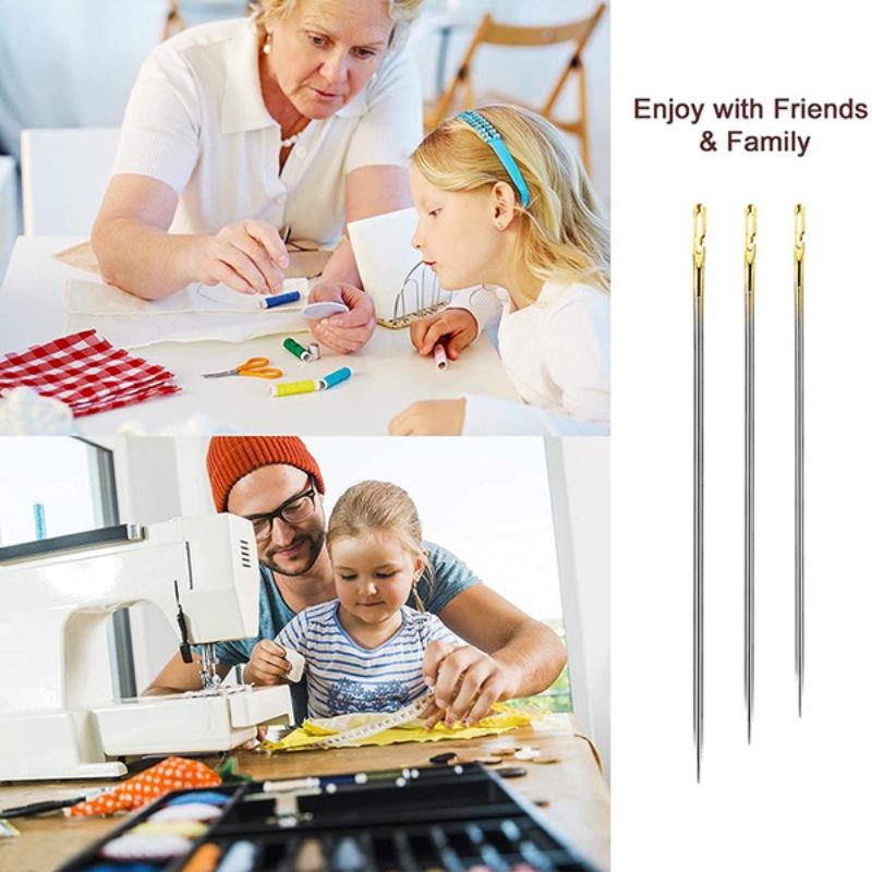 12/24/36pcs Self-Threading Sewing Needles Stainless Steel Quick Blind Threading Needle Stitching Pins DIY Punch Needle Threader
